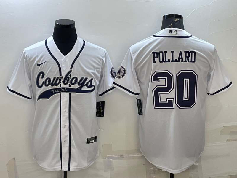 Men's Dallas Cowboys Tony Pollard #20 White Jersey Joint Edition